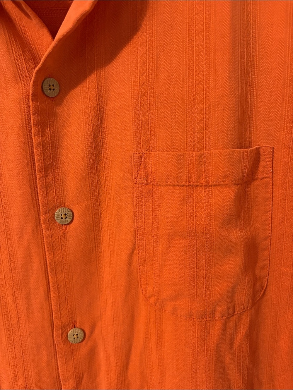 Paradise Collection 100% Silk Men's Orange Short Sleeve Button-Up Size Medium - Picture 5 of 6